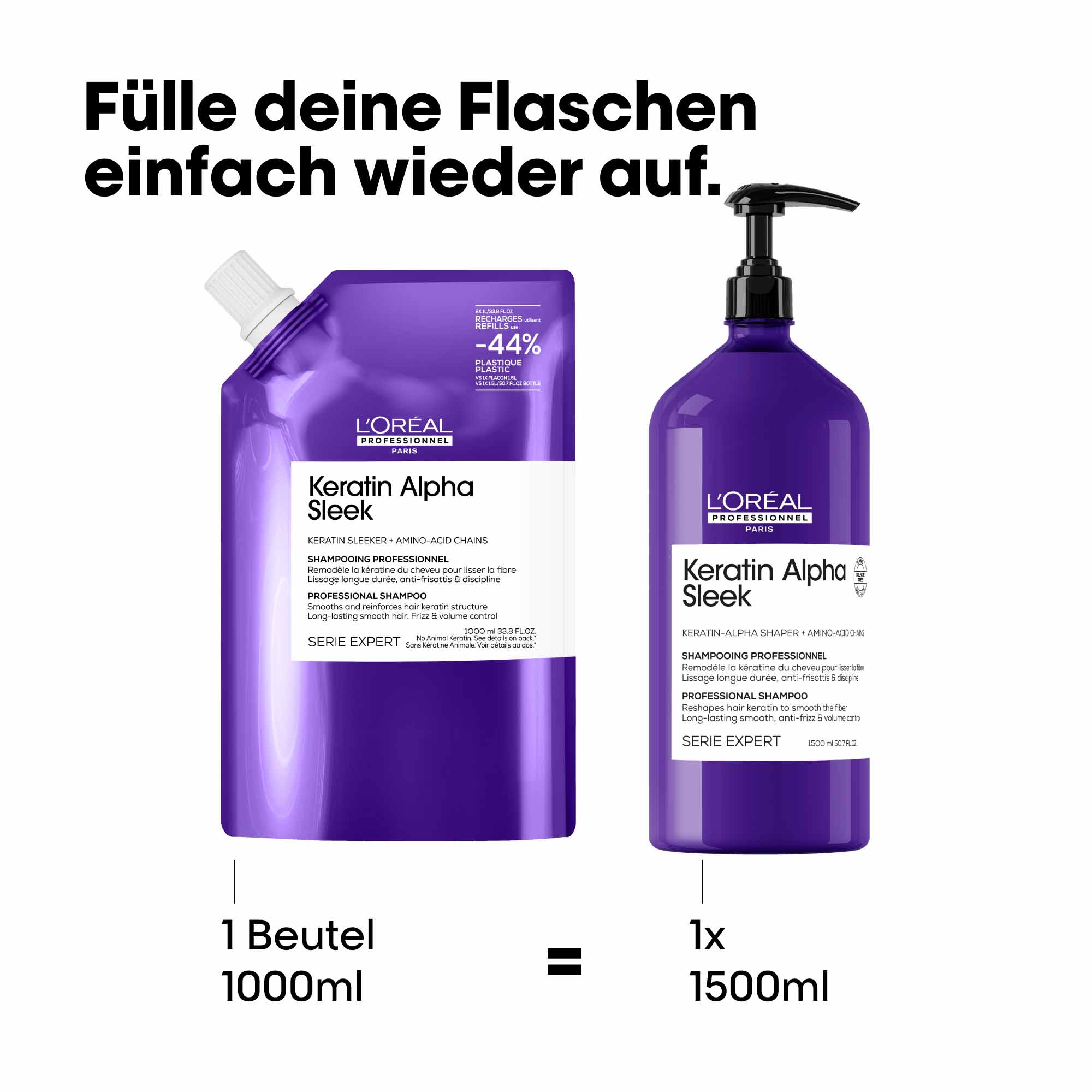 L'Oréal Professionnel Série Expert Keratin Alpha Sleek Shampoo Refill (1000 ml)