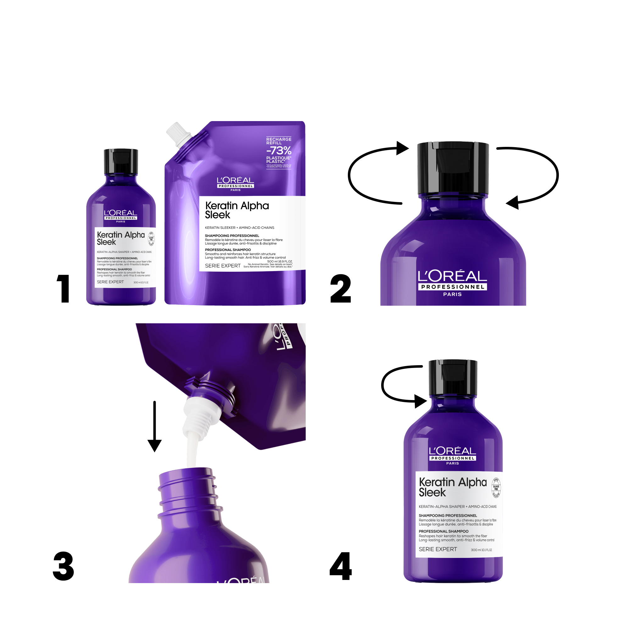 L'Oréal Professionnel Série Expert Keratin Alpha Sleek Shampoo Refill (500 ml)