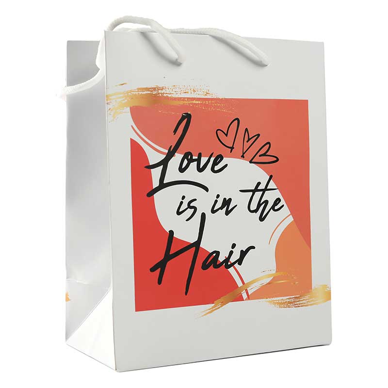 Geschenktüte - Love is in the Hair Groß 22,5 x 17,5 x 10 cm (12 Stück)