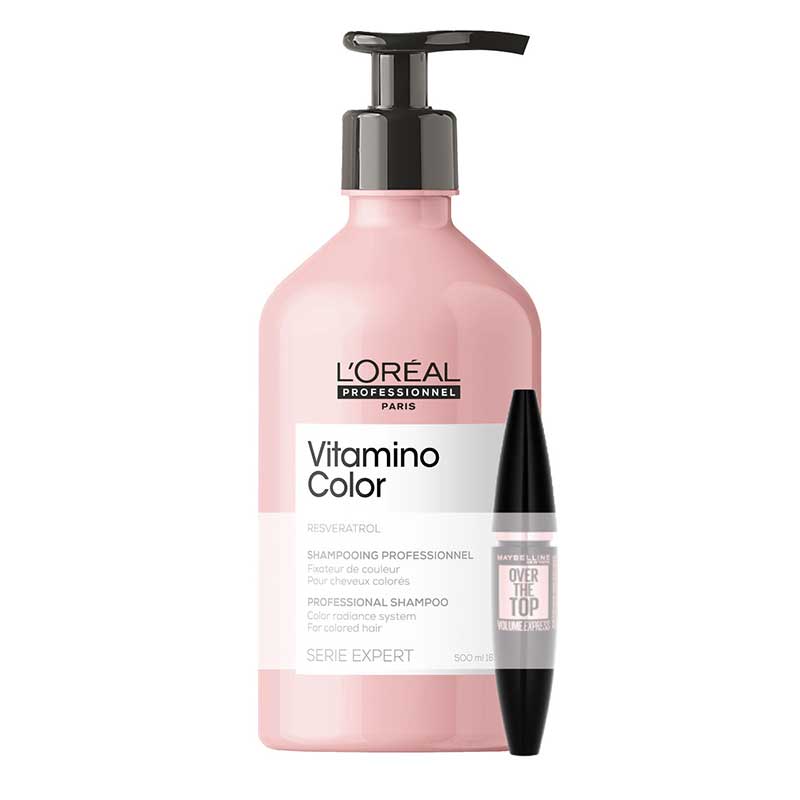 L'Oréal Professionnel Série Expert Vitamino Color Resveratrol Shampoo(500 ml)+Mascara