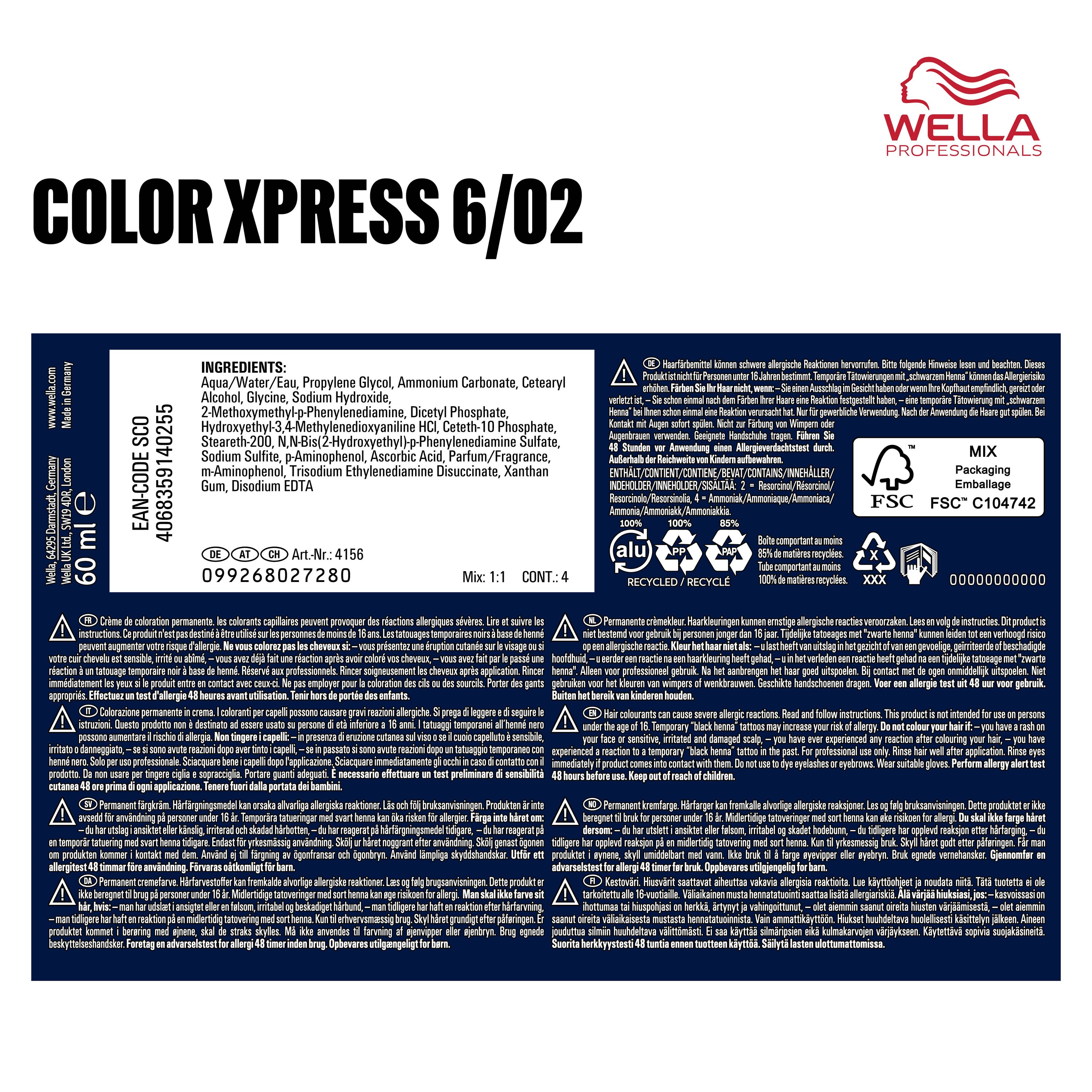 Wella Professional Color Xpress 6/02 dunkelblond natur-matt (60 ml)