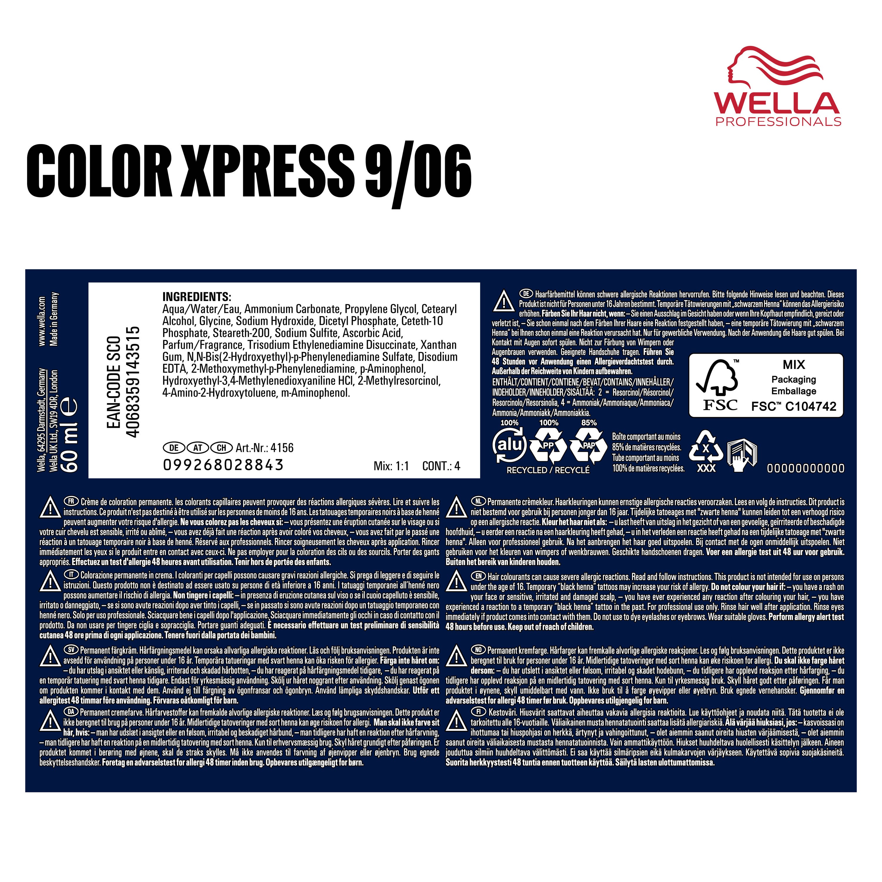 Wella Professional Color Xpress 9/06 lichtblond natur-violett (60 ml)