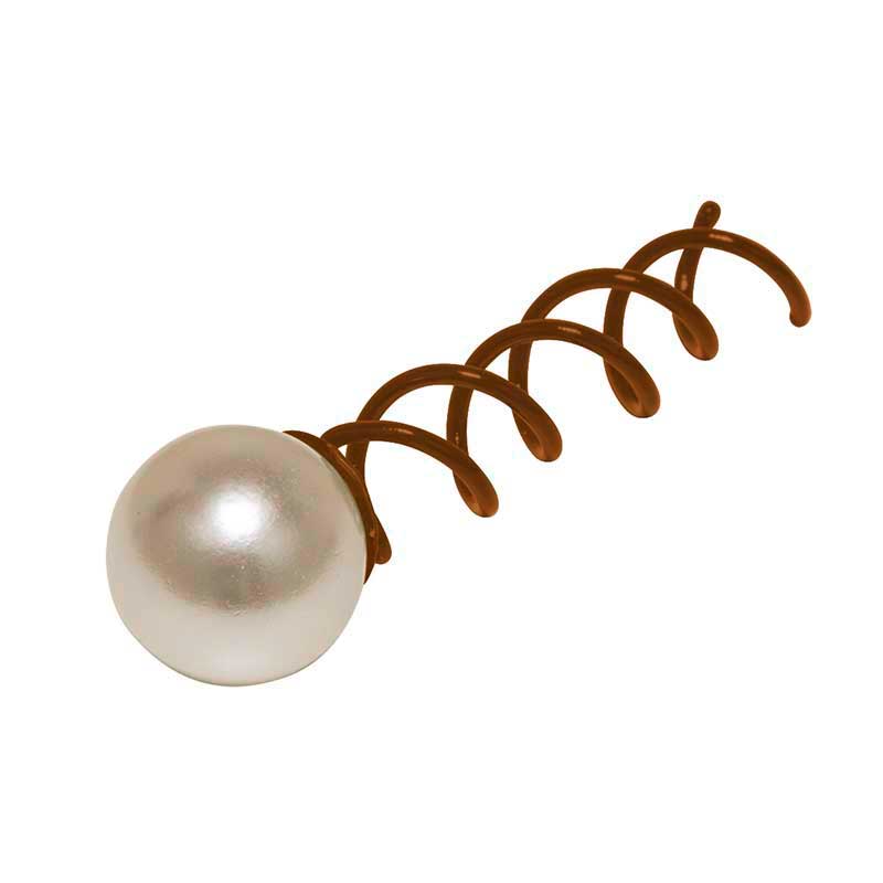 Mex pro Hair Haarschmuck Spirale mit großer Perle, Braun (2 Stück)