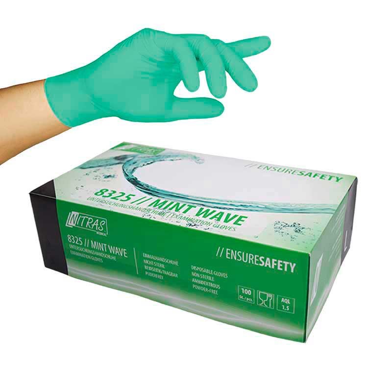 Nitras Nitril Mint Wave puderfrei Größe M (100 Stück)