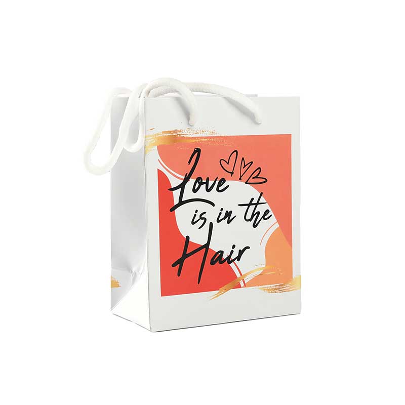 Geschenktüte - love is in the hair klein 14 x 11 x 6 cm (12 Stück)