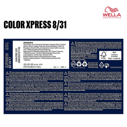 Wella Professional Color Xpress 8/31 hellblond gold-asch (60 ml)